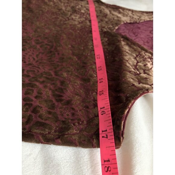 Finn & Grace Velvet Burnout Tank Top Womens XS Burgundy y2k Retro Shimmery - Picture 6 of 7